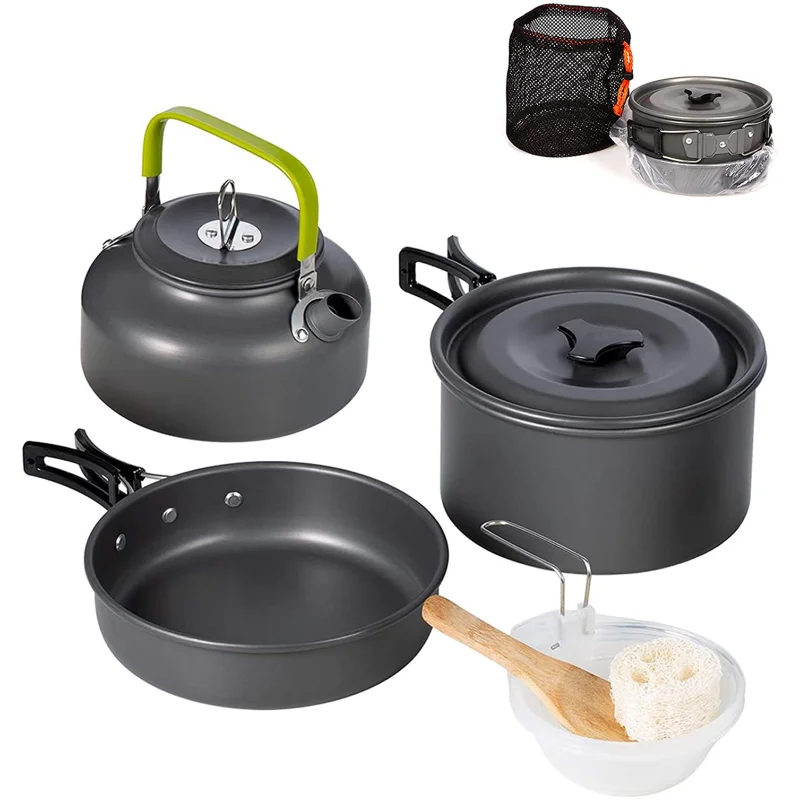 Aluminum Outdoor Camping Cookware Set Folding Cookset Camping Teapot and Pan Equipment Lightweight for Backpacking Hiking Picnic
Aluminum Outdoor Camping Cookware Set Folding Cookset Camping Teapot and Pan Equipment Lightweight for Backpacking Hiking Picnic