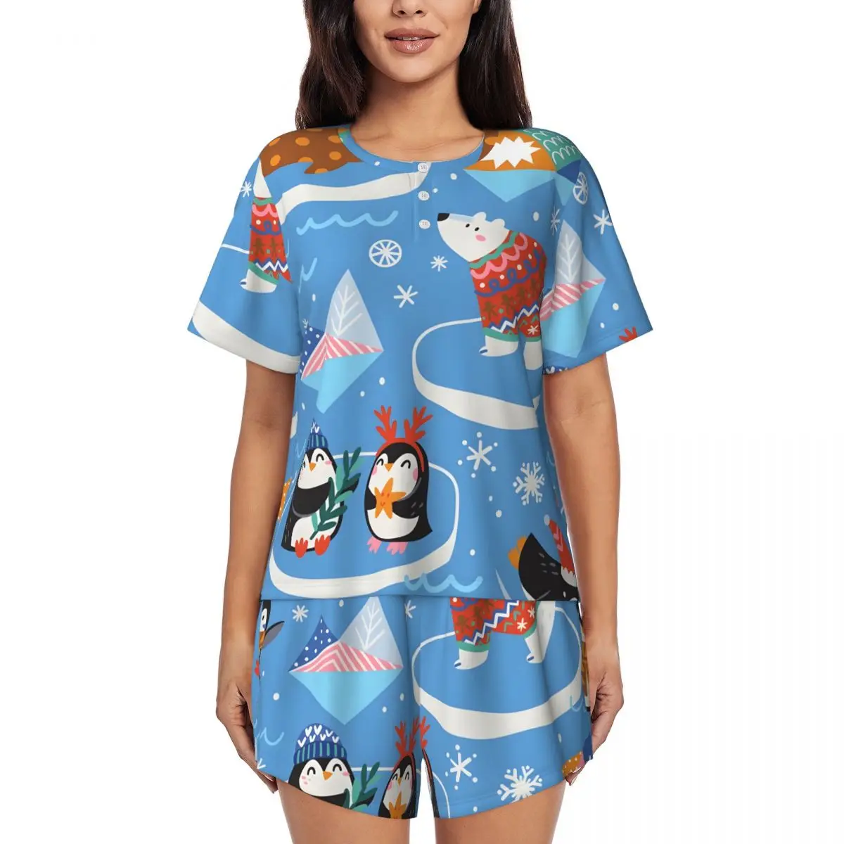 Casual, fashionable, loose and comfortable Cute Penguin round neck high-quality Women Pajamas 2 Pieces Set
Casual, fashionable, loose and comfortable Cute Penguin round neck high-quality Women Pajamas 2 Pieces Set