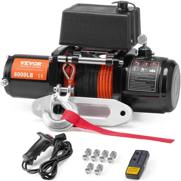 Электрическая лебедка для грузовика, синтетический трос 6000 фунтов, водонепроницаемый пульт дистанционного управления
Электрическая лебедка для грузовика, синтетический трос 6000 фунтов, водонепроницаемый пульт дистанционного управления