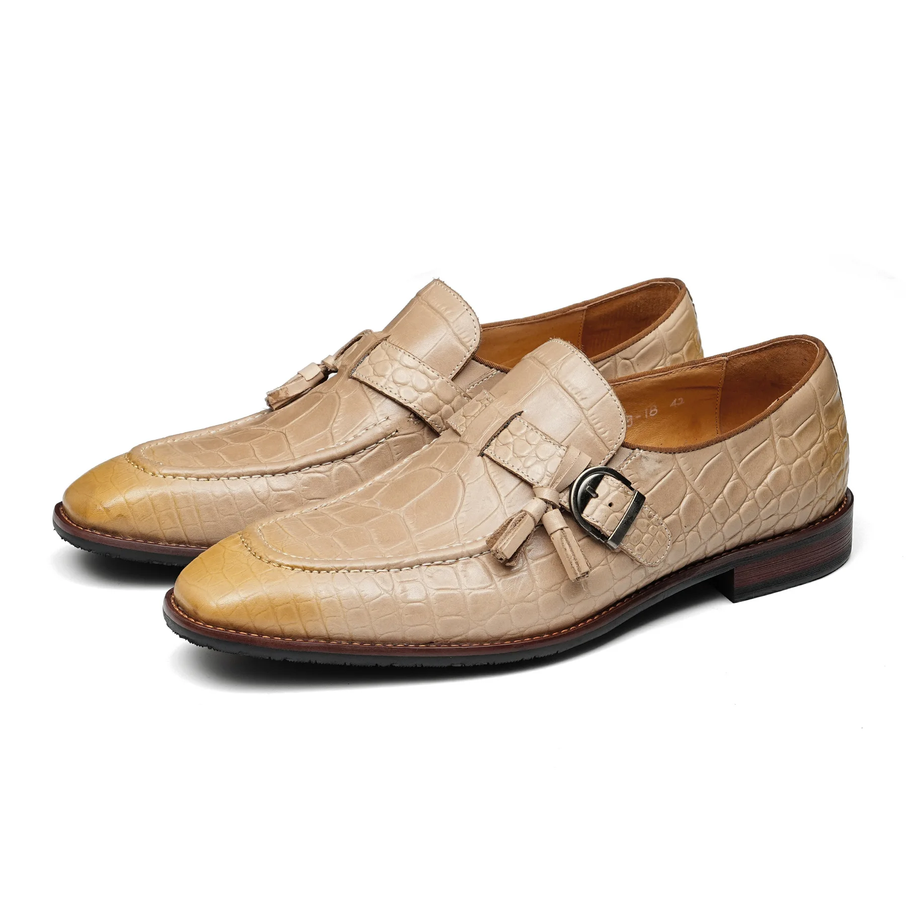Comfortable Leather Loafers with Croc Embossed Tassel Men's Buckle Strap Slip-On Casual Dress Shoes for Men's Daily Office Party
Comfortable Leather Loafers with Croc Embossed Tassel Men's Buckle Strap Slip-On Casual Dress Shoes for Men's Daily Office Party