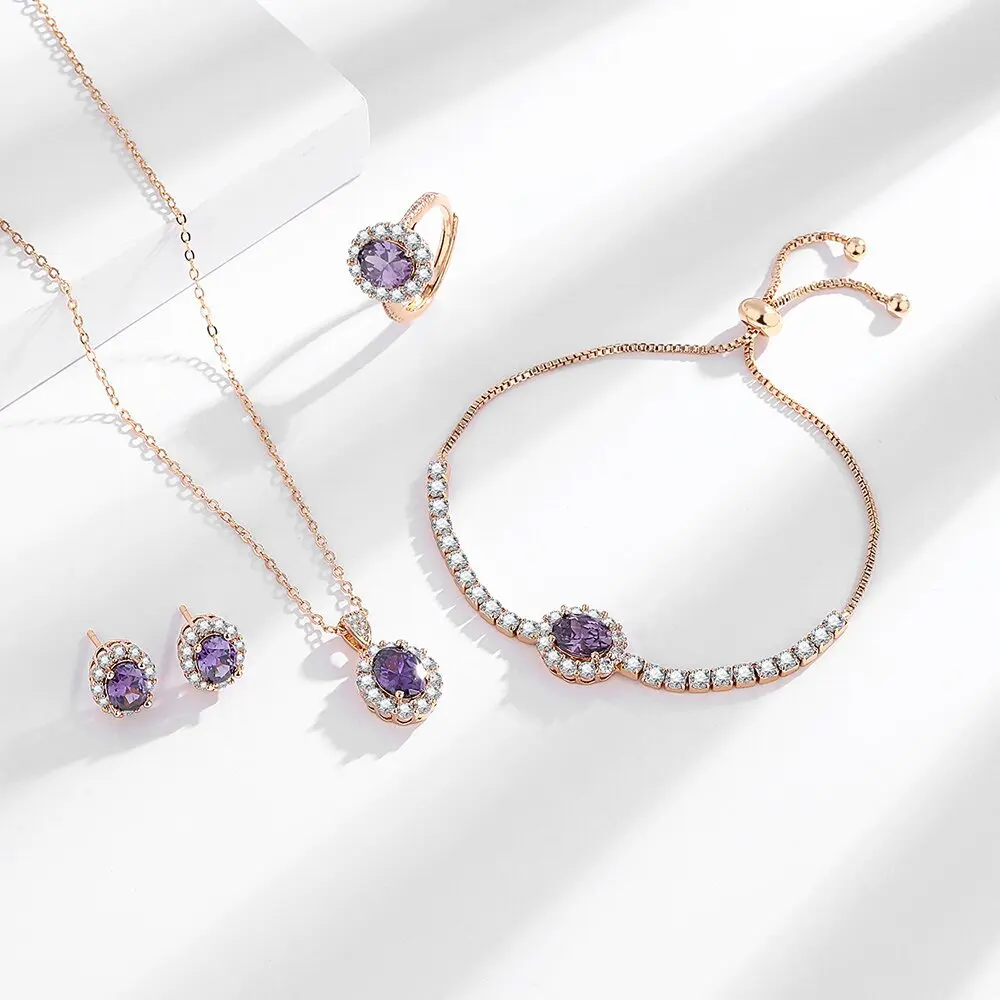 Light Luxury 18K Champagne Plated Gold Elegant Calm Purple Crystal Zircon Pigeon Egg Jewelry Set Ladies Anniversary Jewelry
Light Luxury 18K Champagne Plated Gold Elegant Calm Purple Crystal Zircon Pigeon Egg Jewelry Set Ladies Anniversary Jewelry