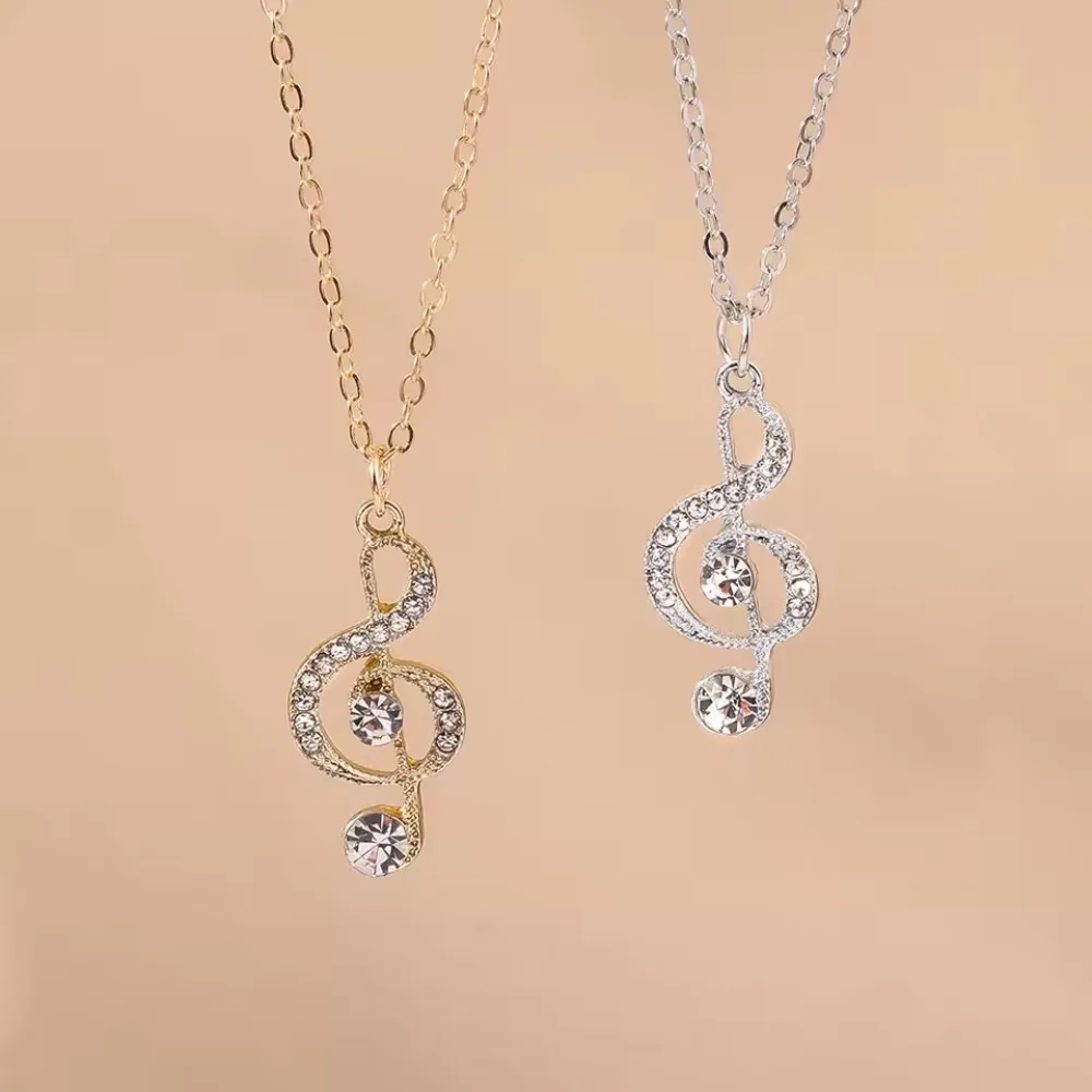 Music Note Treble Clef Pendant Necklace, Gold/Silver Plated Cubic Zirconia Music Jewelry for Women
Music Note Treble Clef Pendant Necklace, Gold/Silver Plated Cubic Zirconia Music Jewelry for Women