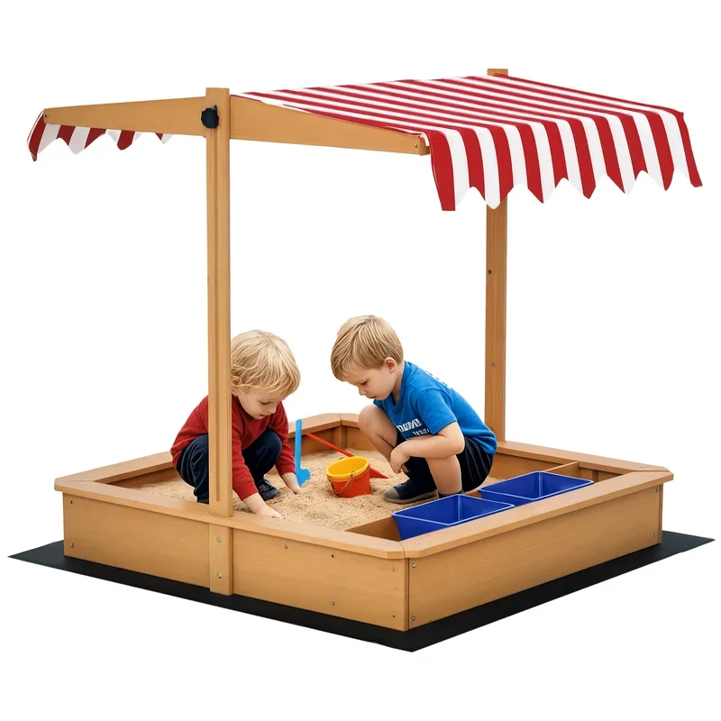 Outsunny Kids Wooden Sandbox with Adjustable Height Cover and Toy Bin Storage, Children Sand Play Station Outdoor,Bottom Liner, for Backyard, Ages 3-7
Outsunny Kids Wooden Sandbox with Adjustable Height Cover and Toy Bin Storage, Children Sand Play Station Outdoor,Bottom Liner, for Backyard, Ages 3-7