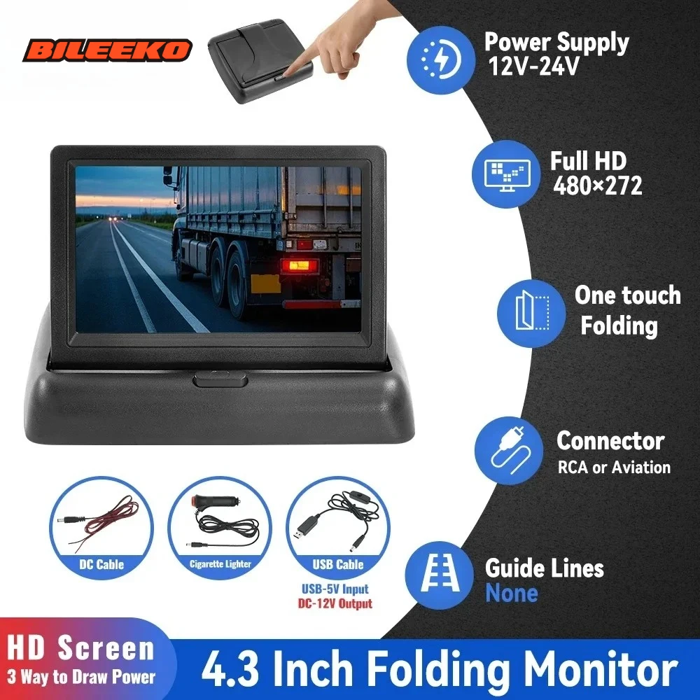 Bileeko 4.3" Foldable Flip Down Monitor - Car/Truck Reversing Camera & Home CCTV Display, Portable Parking Kit
Bileeko 4.3" Foldable Flip Down Monitor - Car/Truck Reversing Camera & Home CCTV Display, Portable Parking Kit