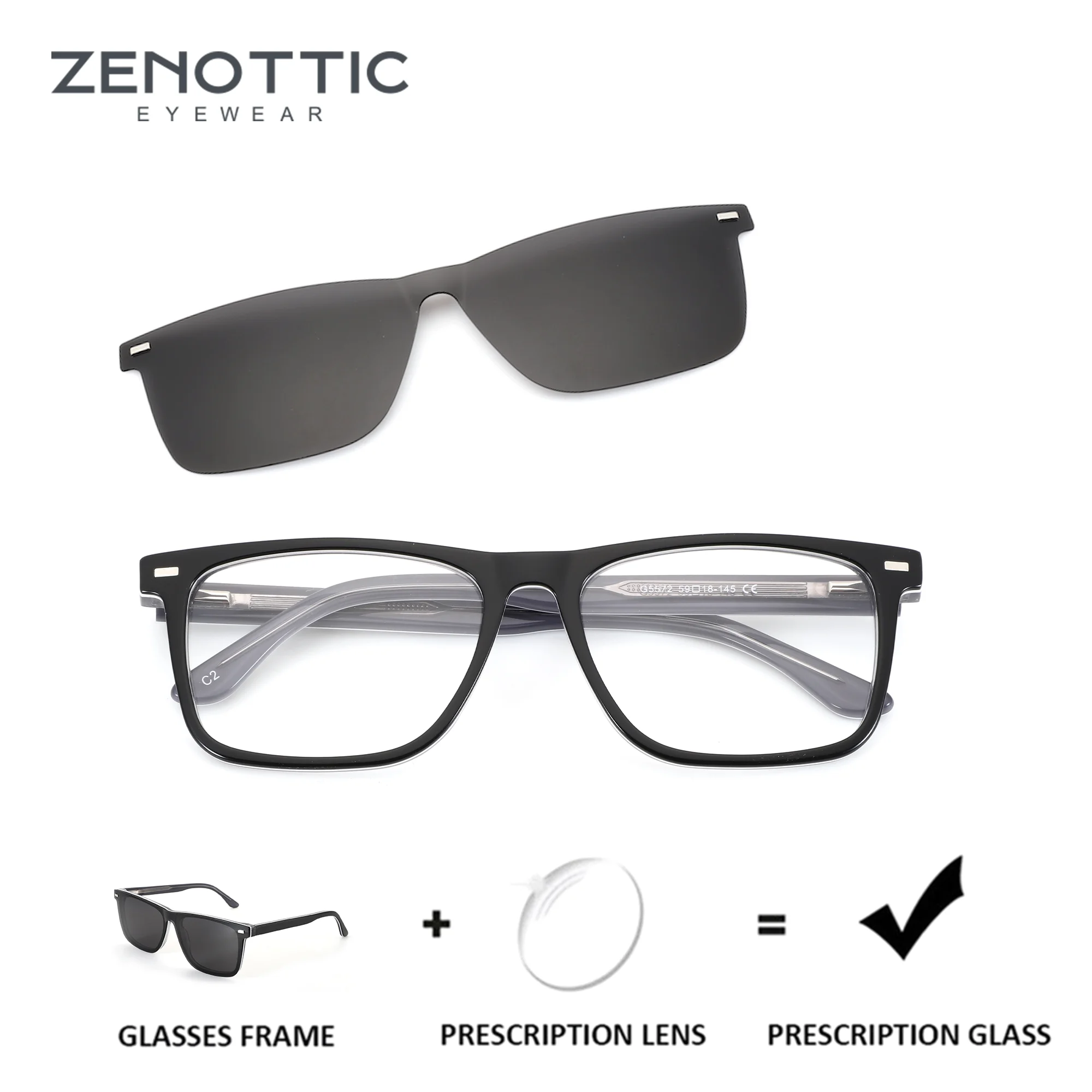 ZENOTTIC (XXL Size) Men's Square Acetate Clip on Prescription Glasses Myopia Lenses With Blue Light Filter Progressive Eyewear
ZENOTTIC (XXL Size) Men's Square Acetate Clip on Prescription Glasses Myopia Lenses With Blue Light Filter Progressive Eyewear