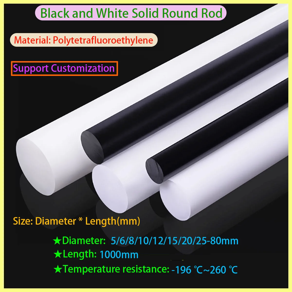 Diameter 5/6/8/10/12/15/20/25-80mm Polyoxymethylene (POM) Round Rod, POM Round Rod, Engineering Plastic Rod
Diameter 5/6/8/10/12/15/20/25-80mm Polyoxymethylene (POM) Round Rod, POM Round Rod, Engineering Plastic Rod