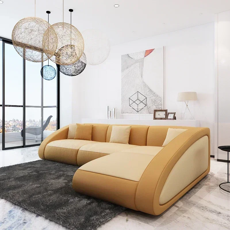 Leather Sofa Living Room Black and White U-Shaped Corner Creative Leather Sofa
Leather Sofa Living Room Black and White U-Shaped Corner Creative Leather Sofa