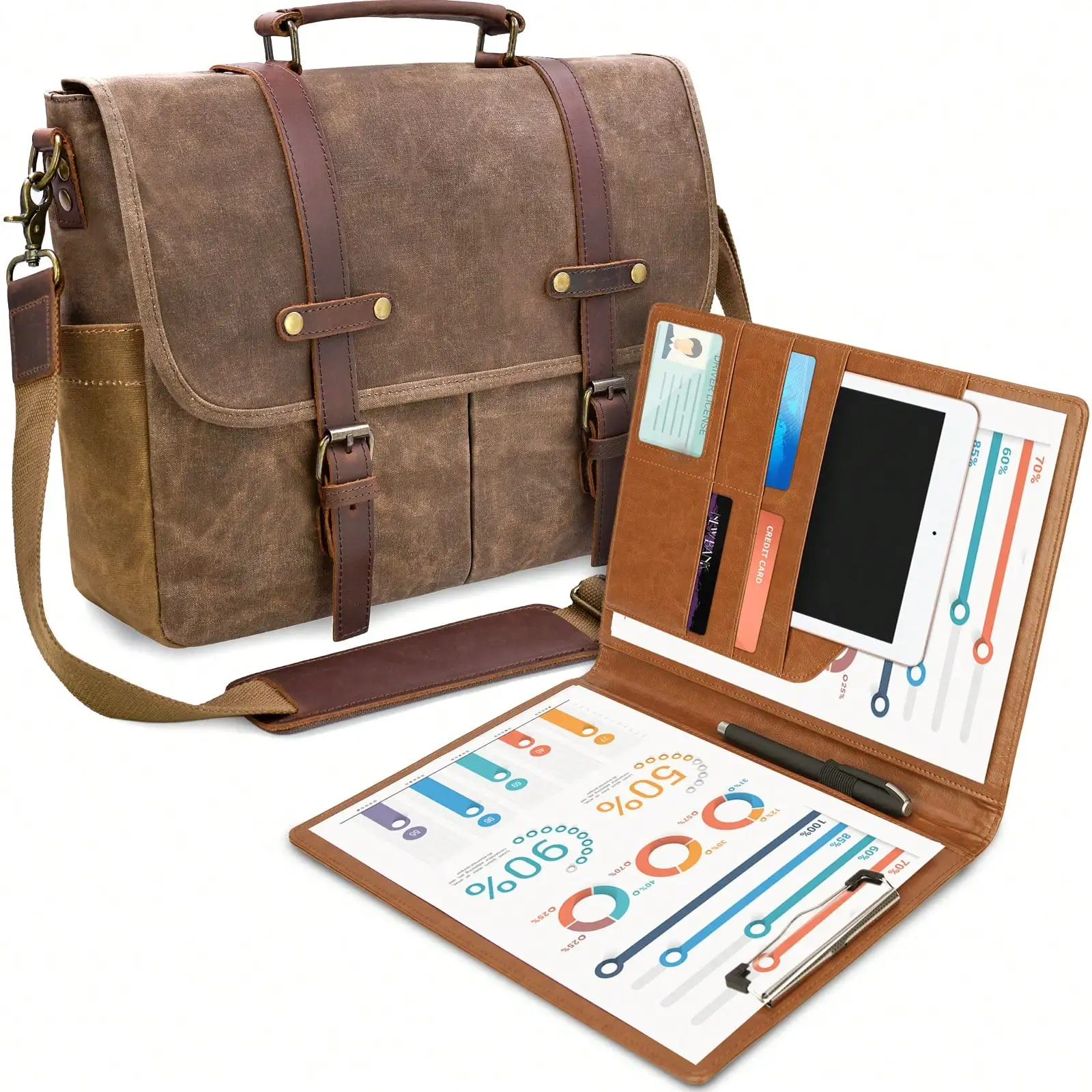Mens Messenger Bag 15.6 Inch Waterproof Vintage Genuine Leather Waxed Canvas Briefcase Large Leather Computer Laptop Bag Rugged Satchel Shoulder Bag
Mens Messenger Bag 15.6 Inch Waterproof Vintage Genuine Leather Waxed Canvas Briefcase Large Leather Computer Laptop Bag Rugged Satchel Shoulder Bag