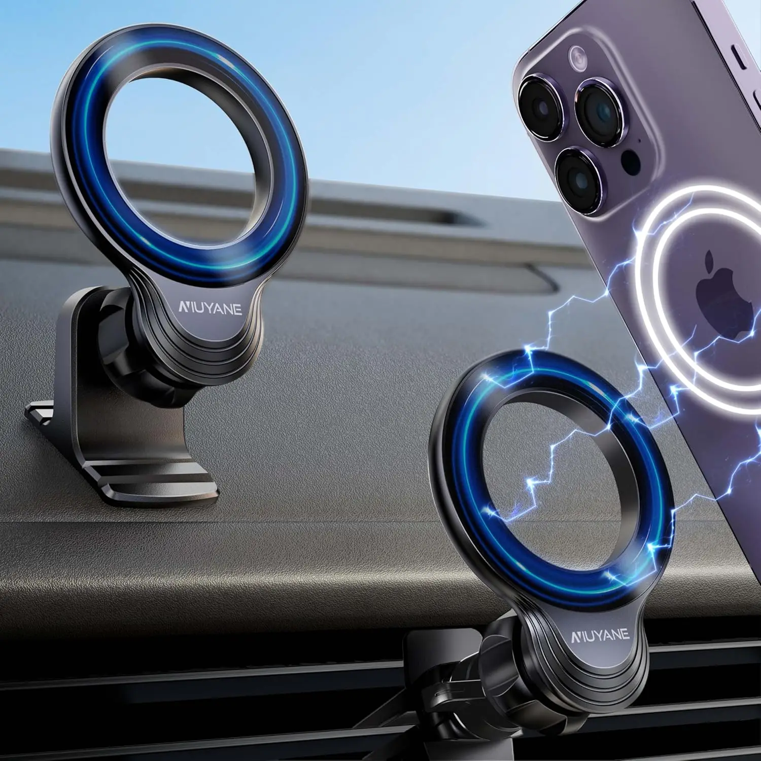 Magnetic Car Phone Mount with Strongest Magnets, 2-in-1 Dashboard & Air Vent Holder Compatible with iPhone Models
Magnetic Car Phone Mount with Strongest Magnets, 2-in-1 Dashboard & Air Vent Holder Compatible with iPhone Models