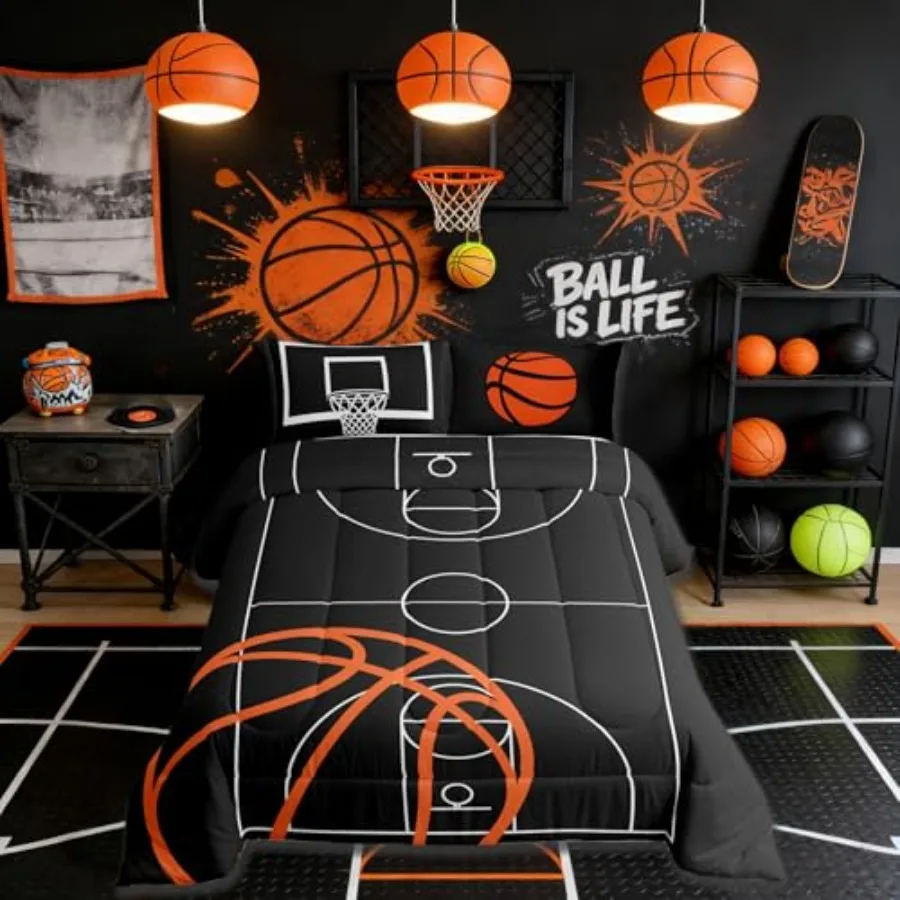 Basketball Court Print Size Comforter SetBall Sports Games Themed Down Alternative Adults Bedroom Decor Orange Basketball and H
Basketball Court Print Size Comforter SetBall Sports Games Themed Down Alternative Adults Bedroom Decor Orange Basketball and H