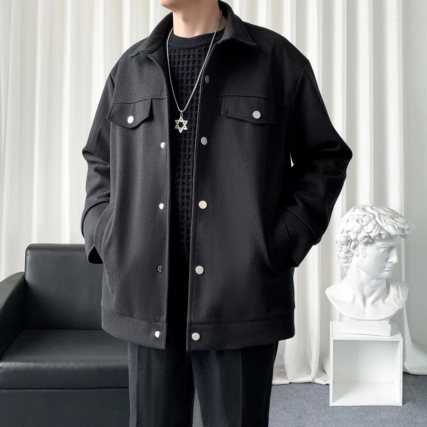 Autumn Solid Jacket Single Breasted Loose Plus Size Outerwear Splicing Coats Fashionable Casual Men's Clothing Collar Tops Males
Autumn Solid Jacket Single Breasted Loose Plus Size Outerwear Splicing Coats Fashionable Casual Men's Clothing Collar Tops Males