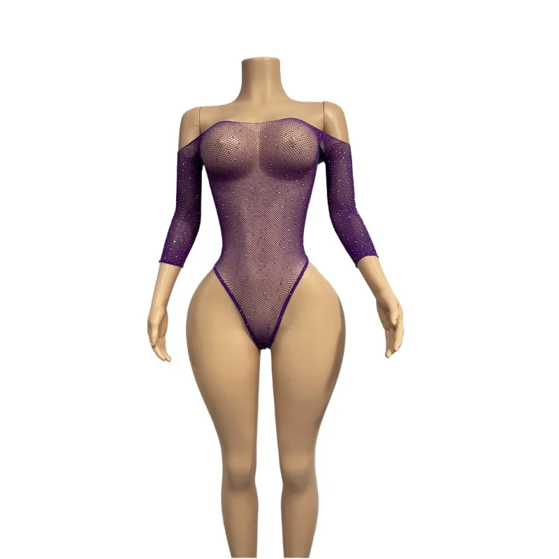 New See-through Women's Underwear Fishnet Bodysuit Sparkle Rhinestone Sexy Mesh Tight Lingerie Bodysuit Costumes
New See-through Women's Underwear Fishnet Bodysuit Sparkle Rhinestone Sexy Mesh Tight Lingerie Bodysuit Costumes