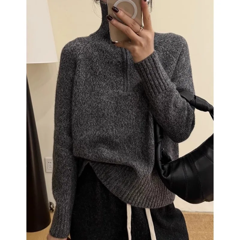 High-end floral yarn semi-open zipper high-neck 100 pure cashmere sweater short sweater for autumn and winter knitted base layer
High-end floral yarn semi-open zipper high-neck 100 pure cashmere sweater short sweater for autumn and winter knitted base layer