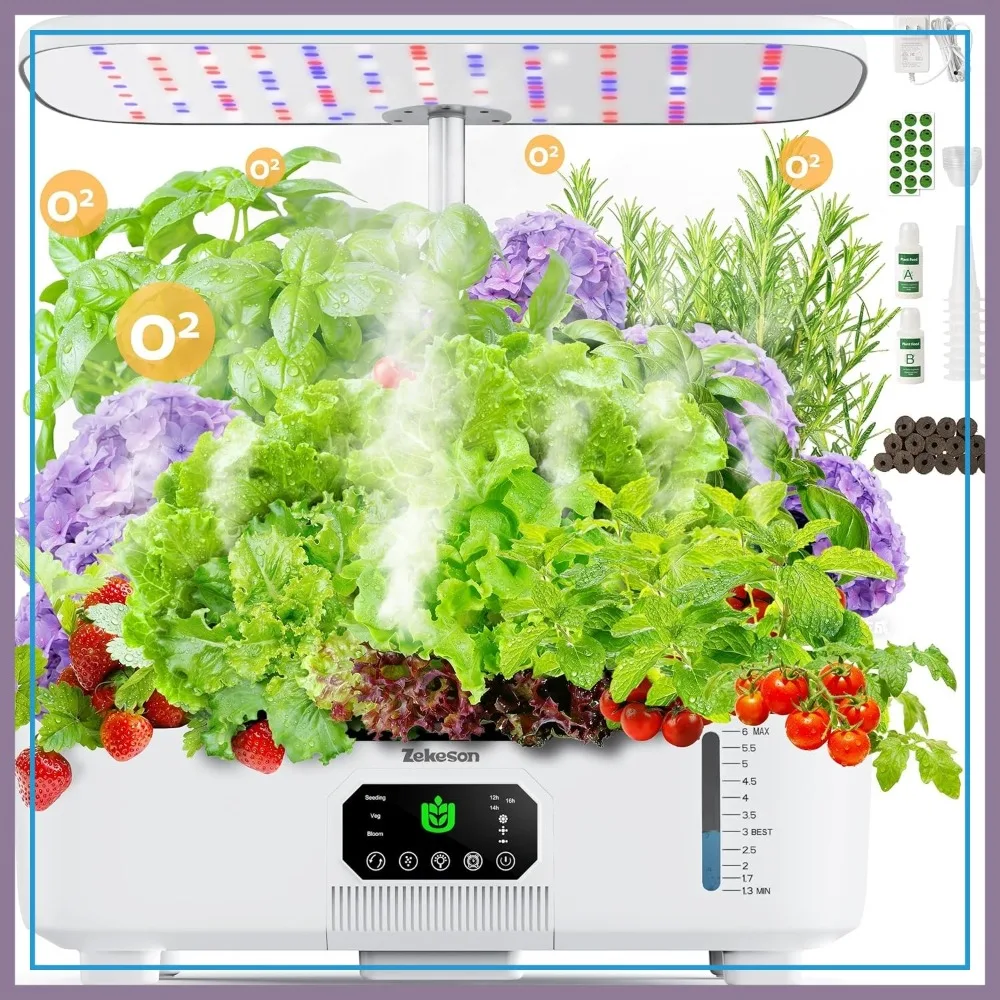 15-Pod Misting Hydroponic Growing System Kit with LCD Touch Panel, 6L Tank for Herbs, Vegetables, Flowers, Fruits - White
15-Pod Misting Hydroponic Growing System Kit with LCD Touch Panel, 6L Tank for Herbs, Vegetables, Flowers, Fruits - White