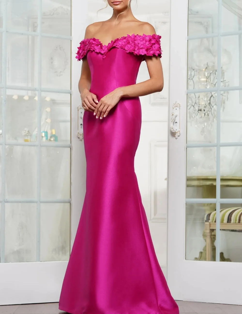 Customized Hot Pink Modern Style Sexy Flower Beading Mermaid Off-the-shoulder Long Dresses Evening Dresses for Woman Fashion
Customized Hot Pink Modern Style Sexy Flower Beading Mermaid Off-the-shoulder Long Dresses Evening Dresses for Woman Fashion