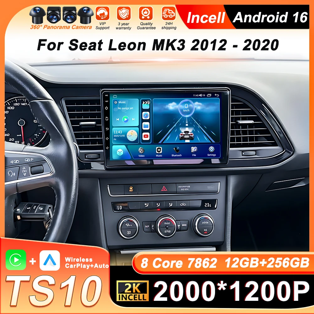 Беспроводной автомобильный радиоприемник CarPlay для Seat Leon MK3 2012-2020, Android 16, GPS-навигация, 4G, Wi-Fi, FM-стерео, RDS, BT, DSP
Беспроводной автомобильный радиоприемник CarPlay для Seat Leon MK3 2012-2020, Android 16, GPS-навигация, 4G, Wi-Fi, FM-стерео, RDS, BT, DSP