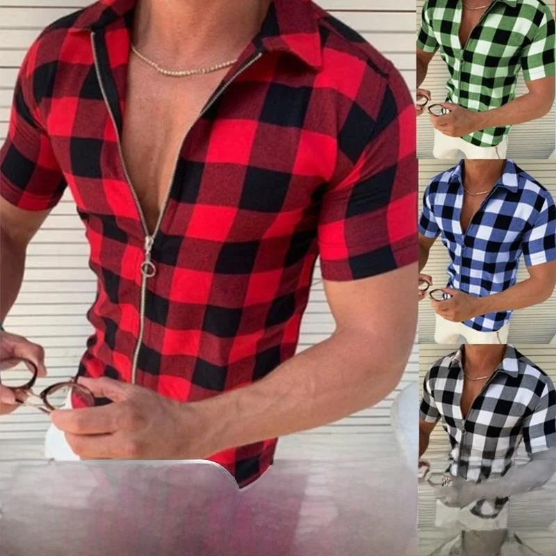 Men's Checkered Printed Shirt Zipper Cardigan Short Casual Style Graded Material Casual Fashion Summer Inner Wear
Men's Checkered Printed Shirt Zipper Cardigan Short Casual Style Graded Material Casual Fashion Summer Inner Wear