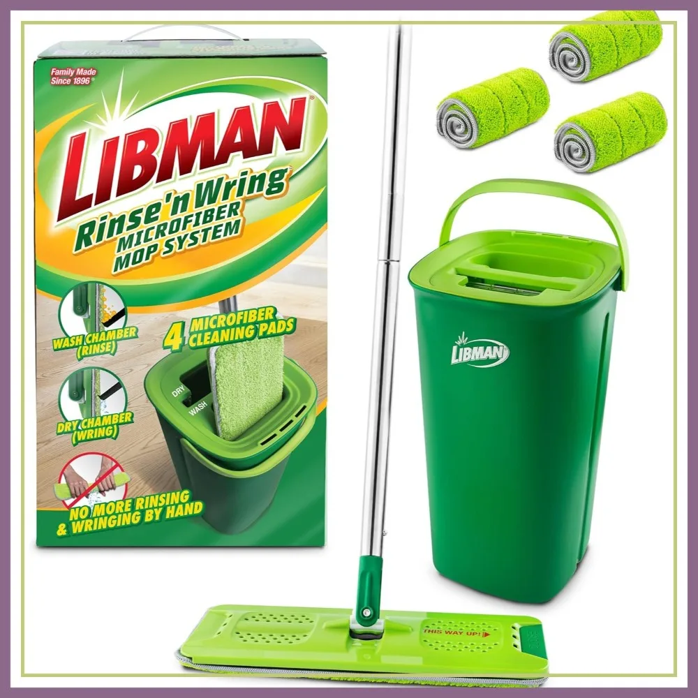 Microfiber Flat Mop and Bucket System for Hardwood Floors, Wet & Dry Cleaning, 4 Washable Pads
Microfiber Flat Mop and Bucket System for Hardwood Floors, Wet & Dry Cleaning, 4 Washable Pads