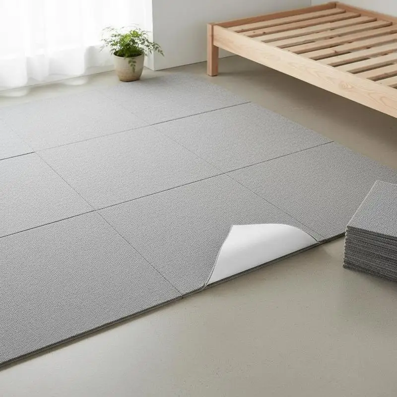 Adhesive Rug Squares 24x24 Inches For Bedroom Living Room Office, Soft Padding DIY Installation Light Gray 9Tiles
Adhesive Rug Squares 24x24 Inches For Bedroom Living Room Office, Soft Padding DIY Installation Light Gray 9Tiles