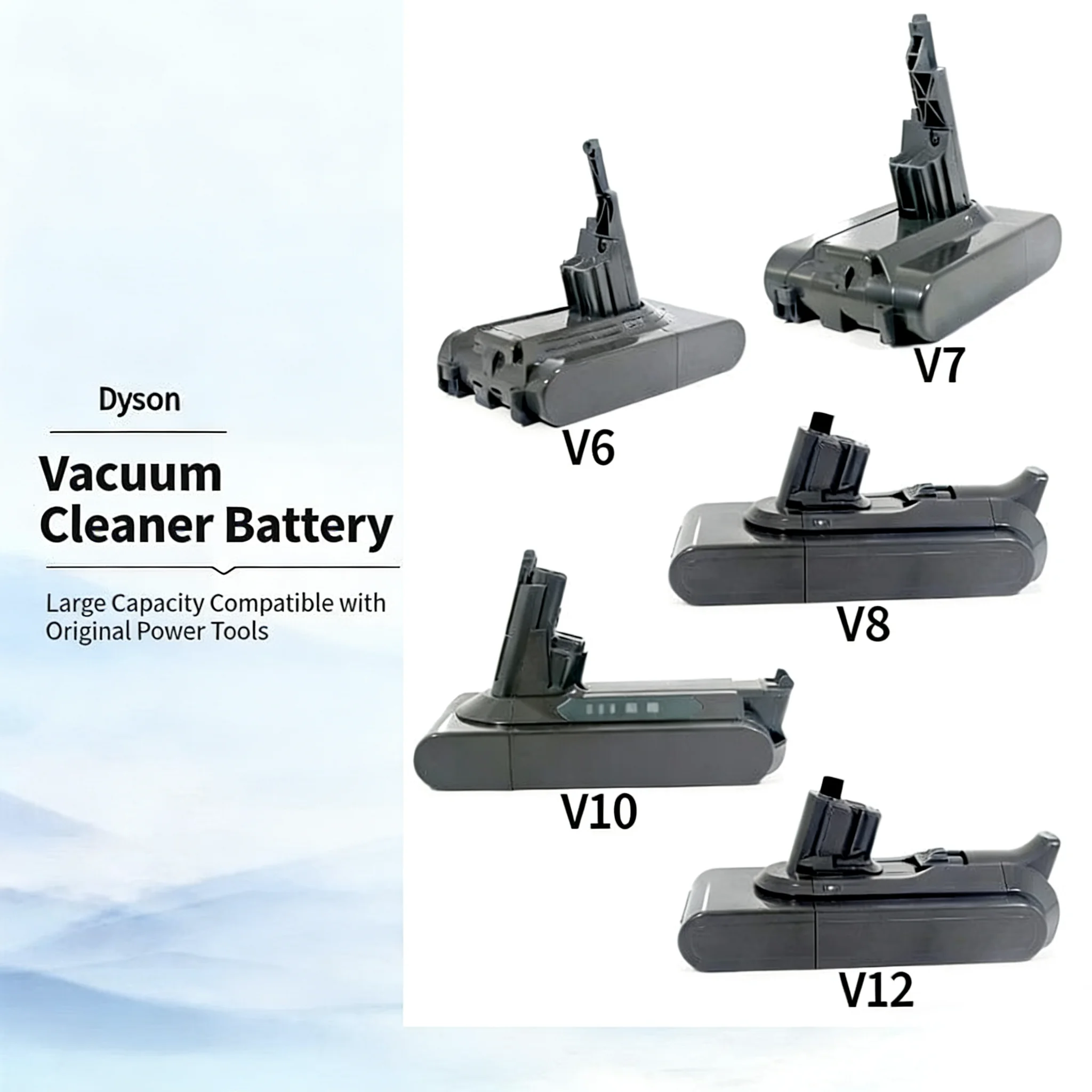 8000mAh 21.6V Rechargeable Battery for Dyson V6V7 V8 V10 SV10 SV11 SV12 SV09 DC58 DC59 Vacuum Cleaner Li-ion Replacement Battery
8000mAh 21.6V Rechargeable Battery for Dyson V6V7 V8 V10 SV10 SV11 SV12 SV09 DC58 DC59 Vacuum Cleaner Li-ion Replacement Battery