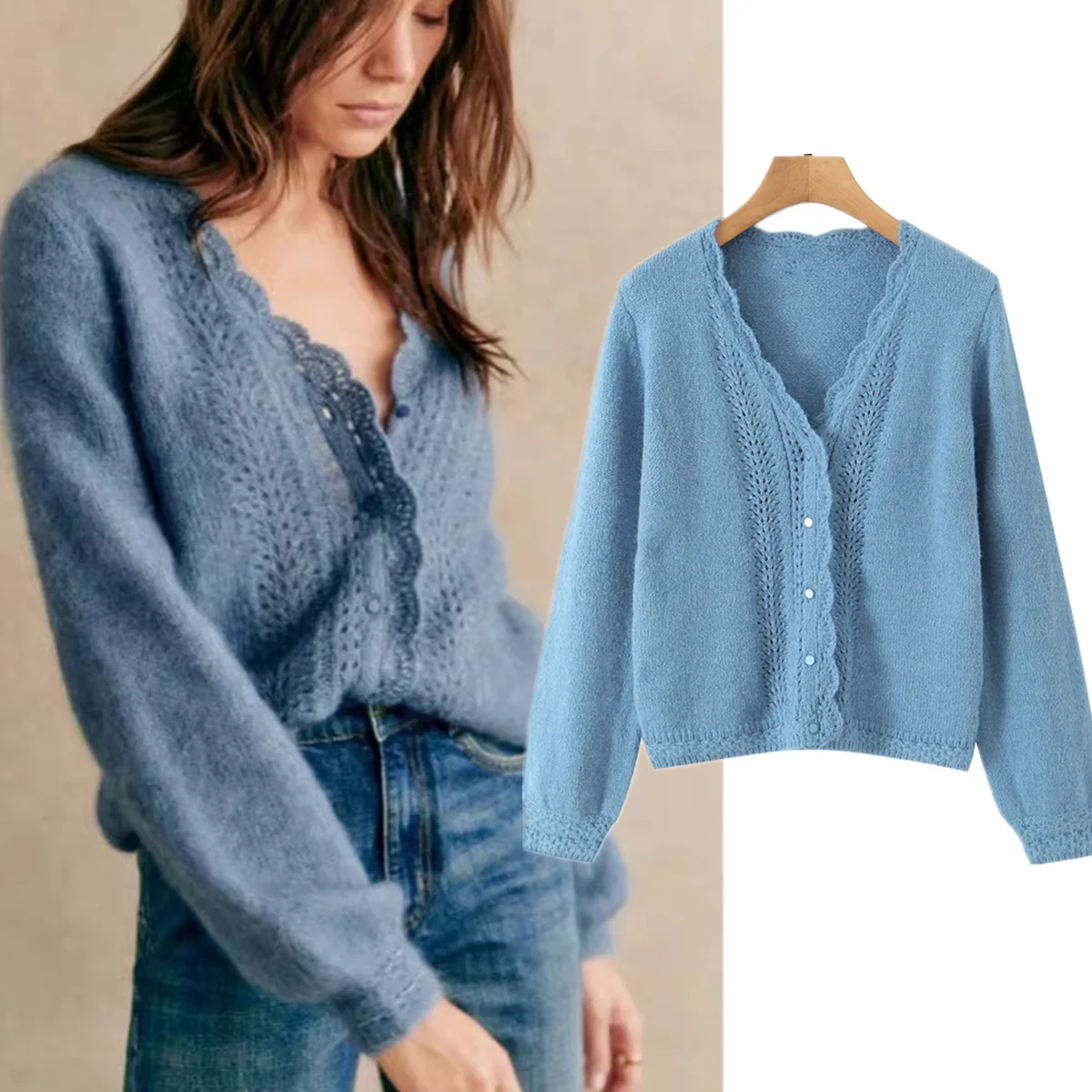 Maxdutti элегантная французская кружевная вязаная куртка Bblue, женский свитер, трикотаж, женская одежда, топы, кардиган, женский
Maxdutti элегантная французская кружевная вязаная куртка Bblue, женский свитер, трикотаж, женская одежда, топы, кардиган, женский