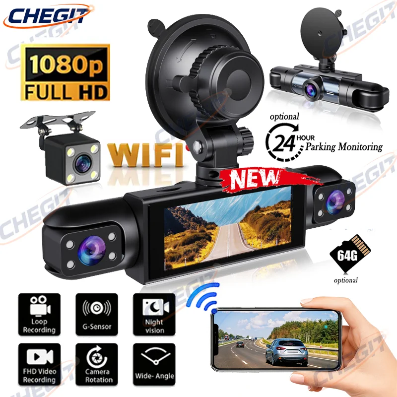 Dash Cam 1080P UHD Recording Car Camera DVR Night Vision Video Recorder Built-In Wi-Fi Support GPS 24H Parking 3/4cam Car Camera
Dash Cam 1080P UHD Recording Car Camera DVR Night Vision Video Recorder Built-In Wi-Fi Support GPS 24H Parking 3/4cam Car Camera