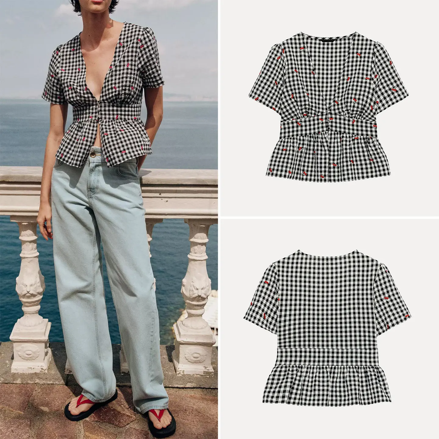 Women's Summer Shirt Short Sleeve V-neck Cherry Embroidery Small Plaid Loose Fit Breathable Skin-friendly Commute Style
Women's Summer Shirt Short Sleeve V-neck Cherry Embroidery Small Plaid Loose Fit Breathable Skin-friendly Commute Style