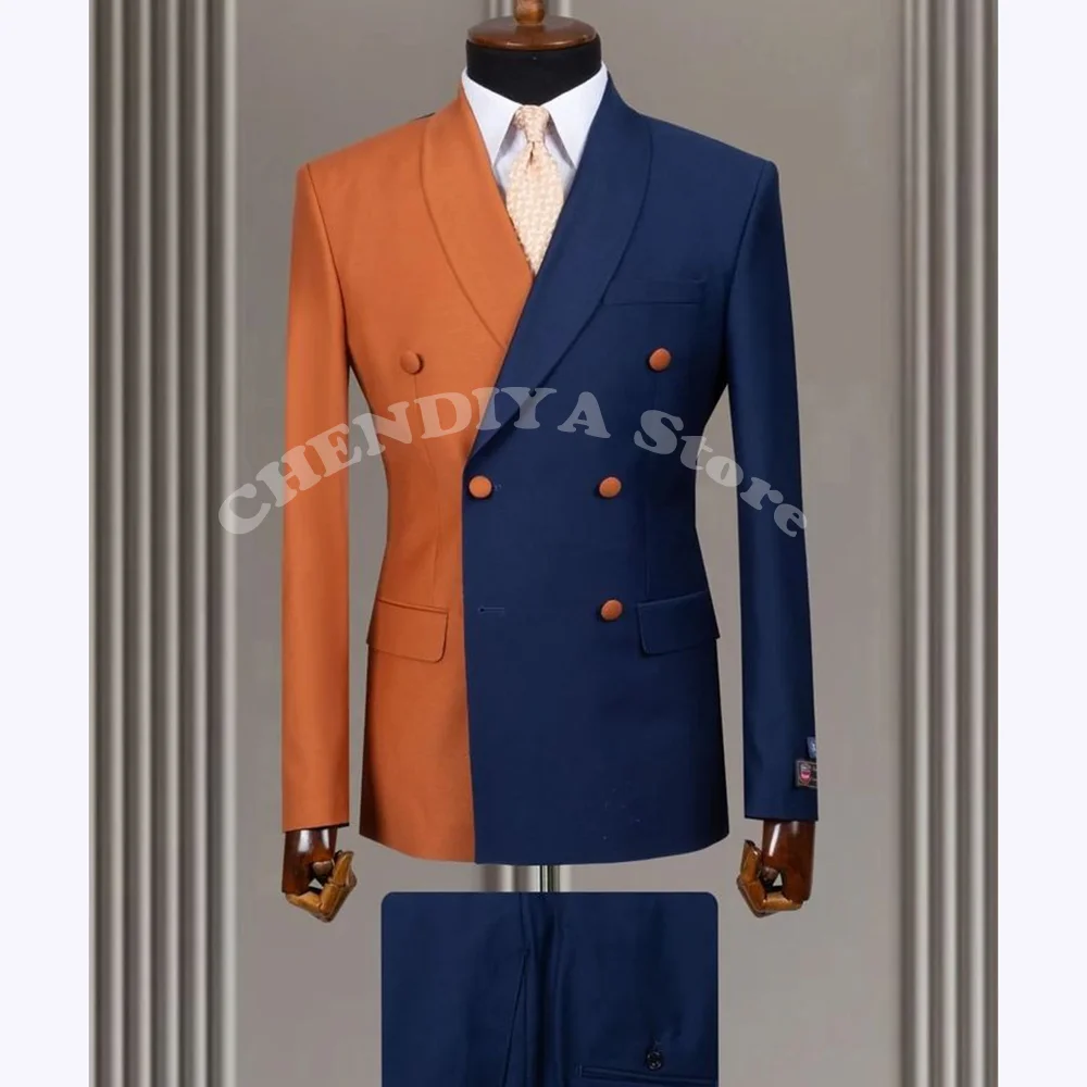Contrast Color Men's Suits Shawl Lapel Double Breasted Male Suit 2 Piece Business Casual Party Formal Dinner Outfits Slim Fit
Contrast Color Men's Suits Shawl Lapel Double Breasted Male Suit 2 Piece Business Casual Party Formal Dinner Outfits Slim Fit