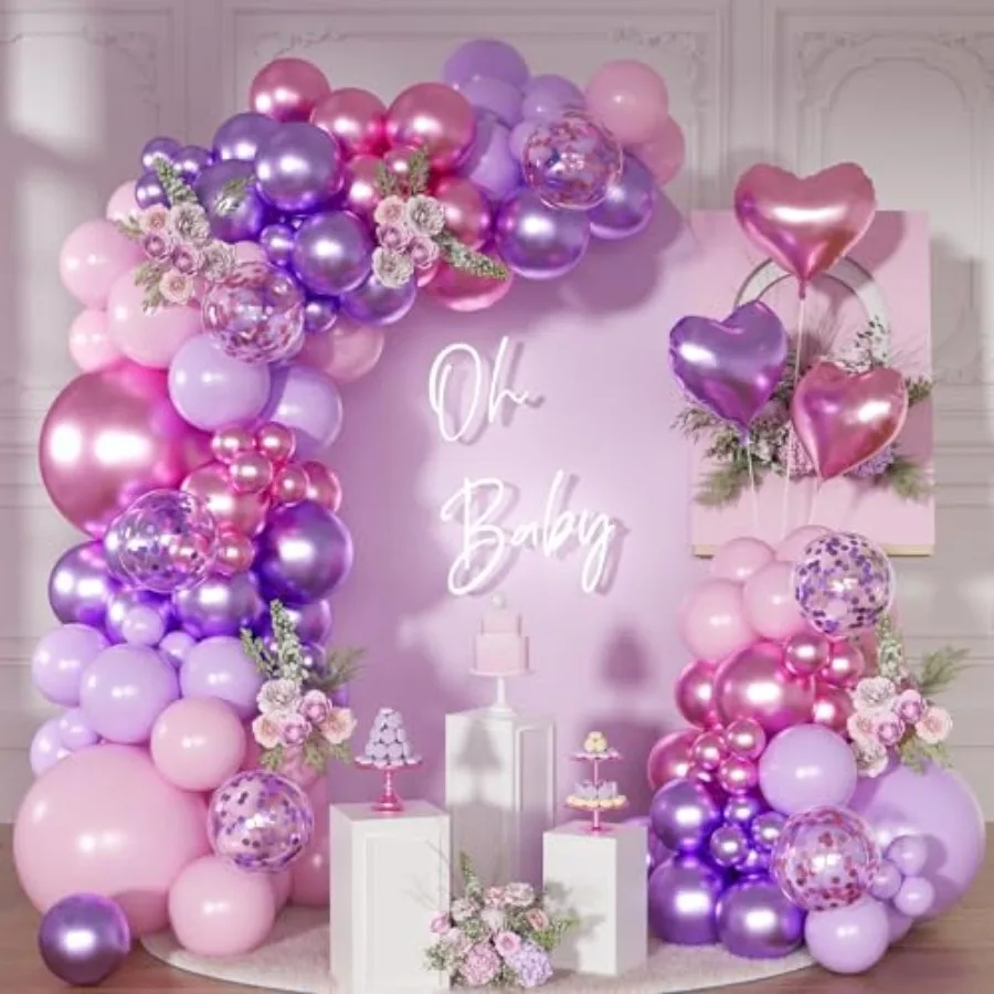 Balloon Garland Arch Kit, 126Pcs Metallic Purple Confetti Balloons with Heart Foil Balloon for Women Birthday Bridal Baby Showe
Balloon Garland Arch Kit, 126Pcs Metallic Purple Confetti Balloons with Heart Foil Balloon for Women Birthday Bridal Baby Showe