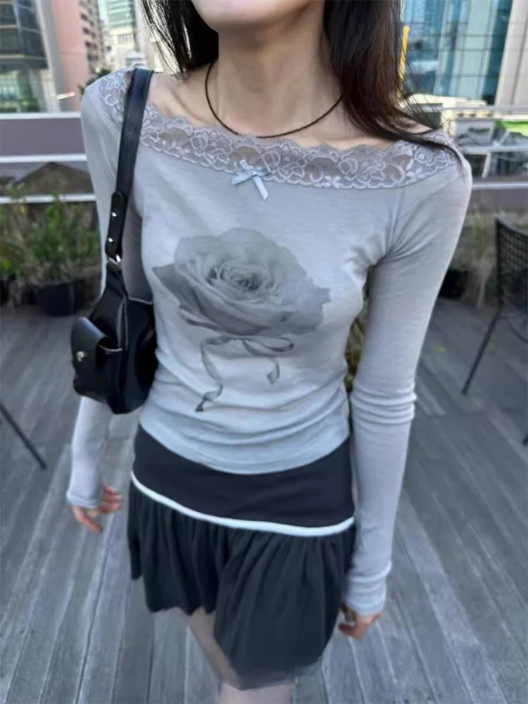 Harajuku Sexy Lace Patchwork Tshirts 2025 Slash Neck Y2k Aesthetic Print Bottoming Tees Streetwear Women Grunge Slim T-shirts
Harajuku Sexy Lace Patchwork Tshirts 2025 Slash Neck Y2k Aesthetic Print Bottoming Tees Streetwear Women Grunge Slim T-shirts
