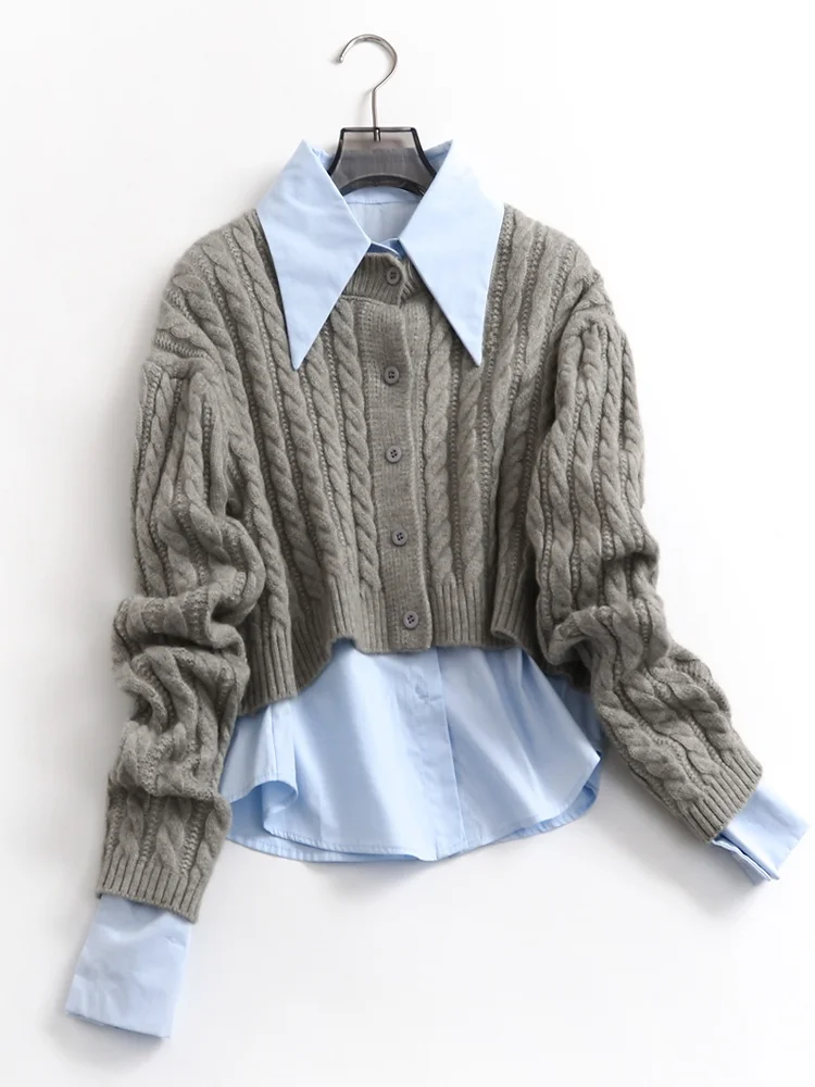 Color Block Twist Short Sleeve Long Shirt Sweater Two Piece Set Autumn Winter New Style Women's Knitwear Slimming Younger Loo...
Color Block Twist Short Sleeve Long Shirt Sweater Two Piece Set Autumn Winter New Style Women's Knitwear Slimming Younger Loo...