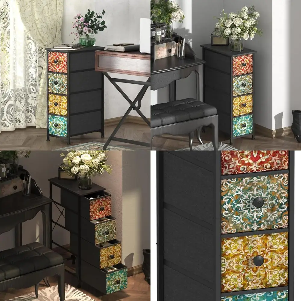 Slim Boho-Style Dresser with Fabric Drawers: Narrow Storage Unit for Small Spaces, Bedroom, Living Room
Slim Boho-Style Dresser with Fabric Drawers: Narrow Storage Unit for Small Spaces, Bedroom, Living Room