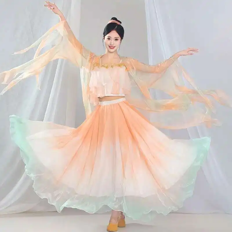 Classical Dance Costume For Women, Elegant And Fairy Like, With Chinese Style Big Sleeves And Long Sleeves, And A Graceful
Classical Dance Costume For Women, Elegant And Fairy Like, With Chinese Style Big Sleeves And Long Sleeves, And A Graceful
