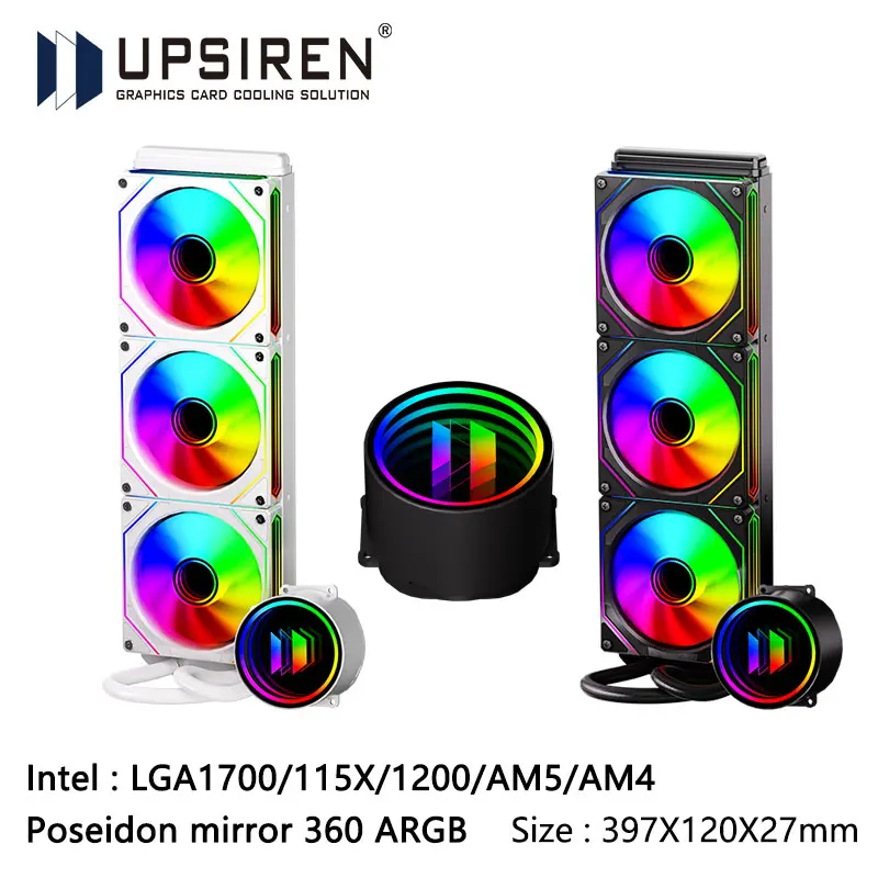 UPSIREN Poseidon mirror 360 ARGB All-in-one water cooling radiator,Unlimited lighting effects/TDP 285W/Support 1700/AM5/AM4
UPSIREN Poseidon mirror 360 ARGB All-in-one water cooling radiator,Unlimited lighting effects/TDP 285W/Support 1700/AM5/AM4