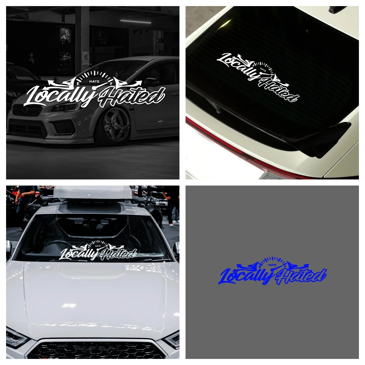 PVC JDM Rear Window Car Decal Windshield Sticker Banner Rocker Side Back Window Locally Hated I Love Haters Fuel Gauge