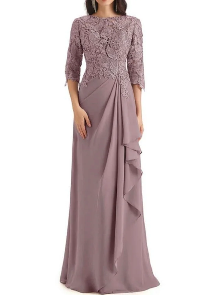 Customized Women's Mother Of The Bride Dress For Wedding Lace Leaf Appliques 3/4 Sleeves Ruched Chiffon Party Prom Evening Gowns
Customized Women's Mother Of The Bride Dress For Wedding Lace Leaf Appliques 3/4 Sleeves Ruched Chiffon Party Prom Evening Gowns