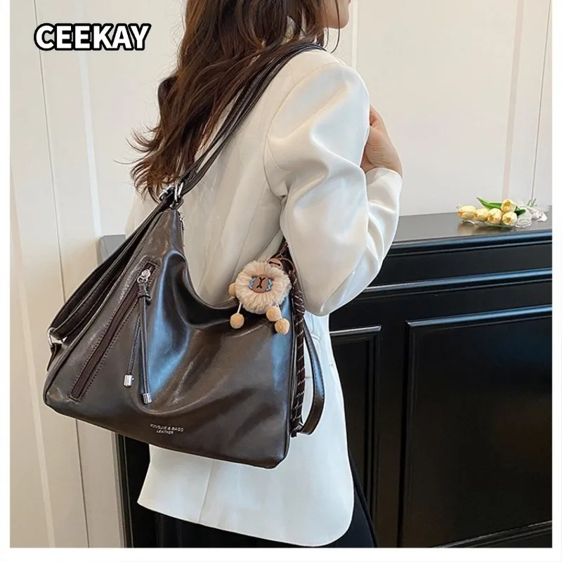 CEEKAY Glossy Wax PU Large Hobo Bag Dual Straps D Ring Charm Adjustable Slide Buckle Strap Women Vintage Daily Crossbody Purse
CEEKAY Glossy Wax PU Large Hobo Bag Dual Straps D Ring Charm Adjustable Slide Buckle Strap Women Vintage Daily Crossbody Purse