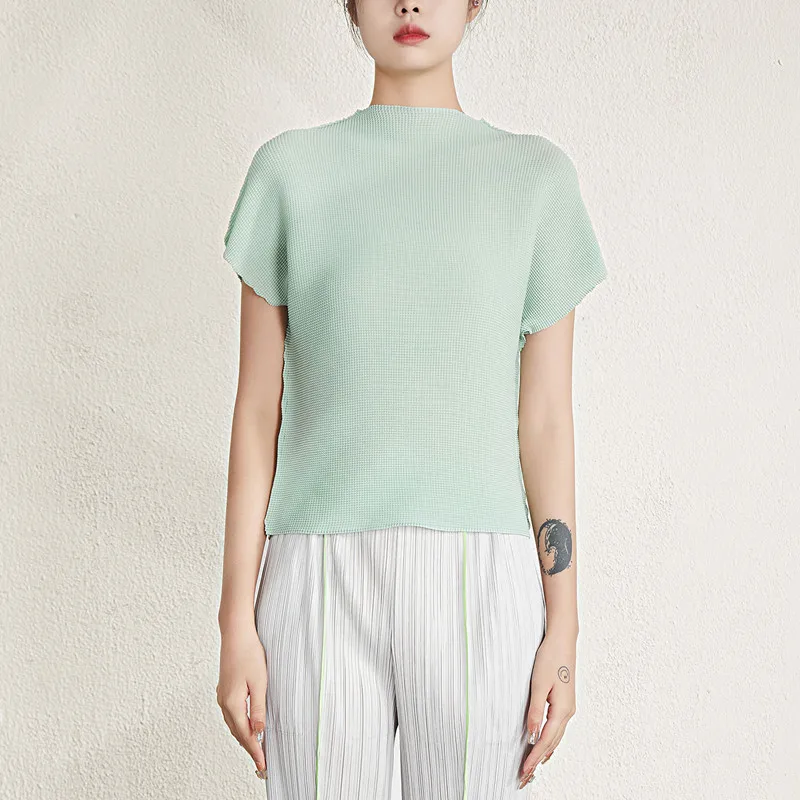 Women Tops Short Sleeve 2023 Spring New Round Neck Solid Colour Loose Stretch Miyake Pleated Short T-Shirts
Women Tops Short Sleeve 2023 Spring New Round Neck Solid Colour Loose Stretch Miyake Pleated Short T-Shirts