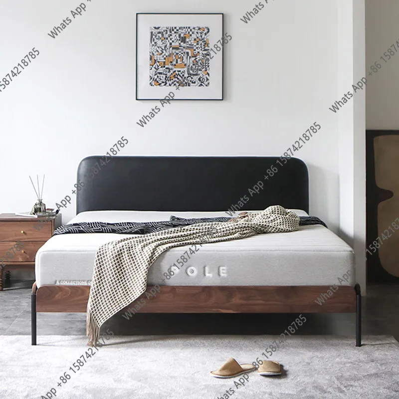 Nordic Italian simple solid wood bed leather fabric double bed master bedroom black walnut light luxury wedding bed minimalist I
Nordic Italian simple solid wood bed leather fabric double bed master bedroom black walnut light luxury wedding bed minimalist I