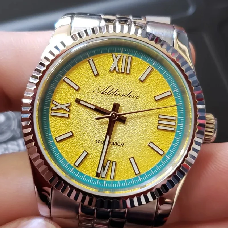 Часы ADDIESDIVE AD2535 Luxury Watch с желтым циферблатом, кварцевые часы VH31 для мужчин, из нержавеющей стали, с сапфировым стеклом, суперлюминесцентные мужские часы.
Часы ADDIESDIVE AD2535 Luxury Watch с желтым циферблатом, кварцевые часы VH31 для мужчин, из нержавеющей стали, с сапфировым стеклом, суперлюминесцентные мужские часы.