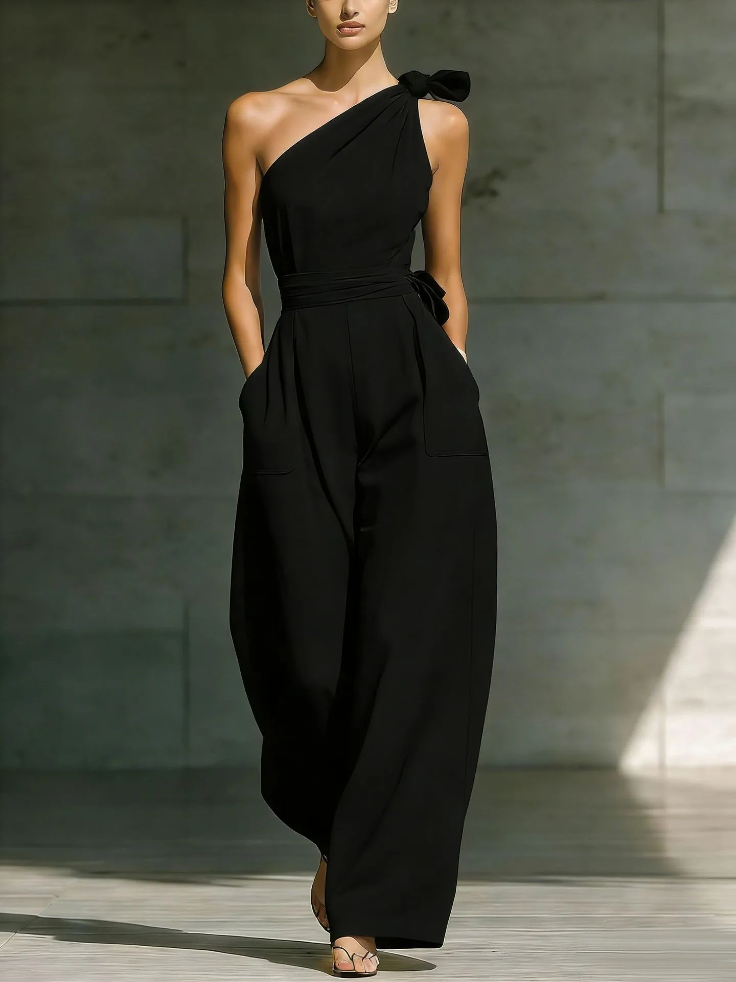 Summer Loose Sleeveless Asymmetrical Shoulder Wide Leg Pants Jumpsuit Women's High Waist Long Pants Commute Style Polyester
Summer Loose Sleeveless Asymmetrical Shoulder Wide Leg Pants Jumpsuit Women's High Waist Long Pants Commute Style Polyester