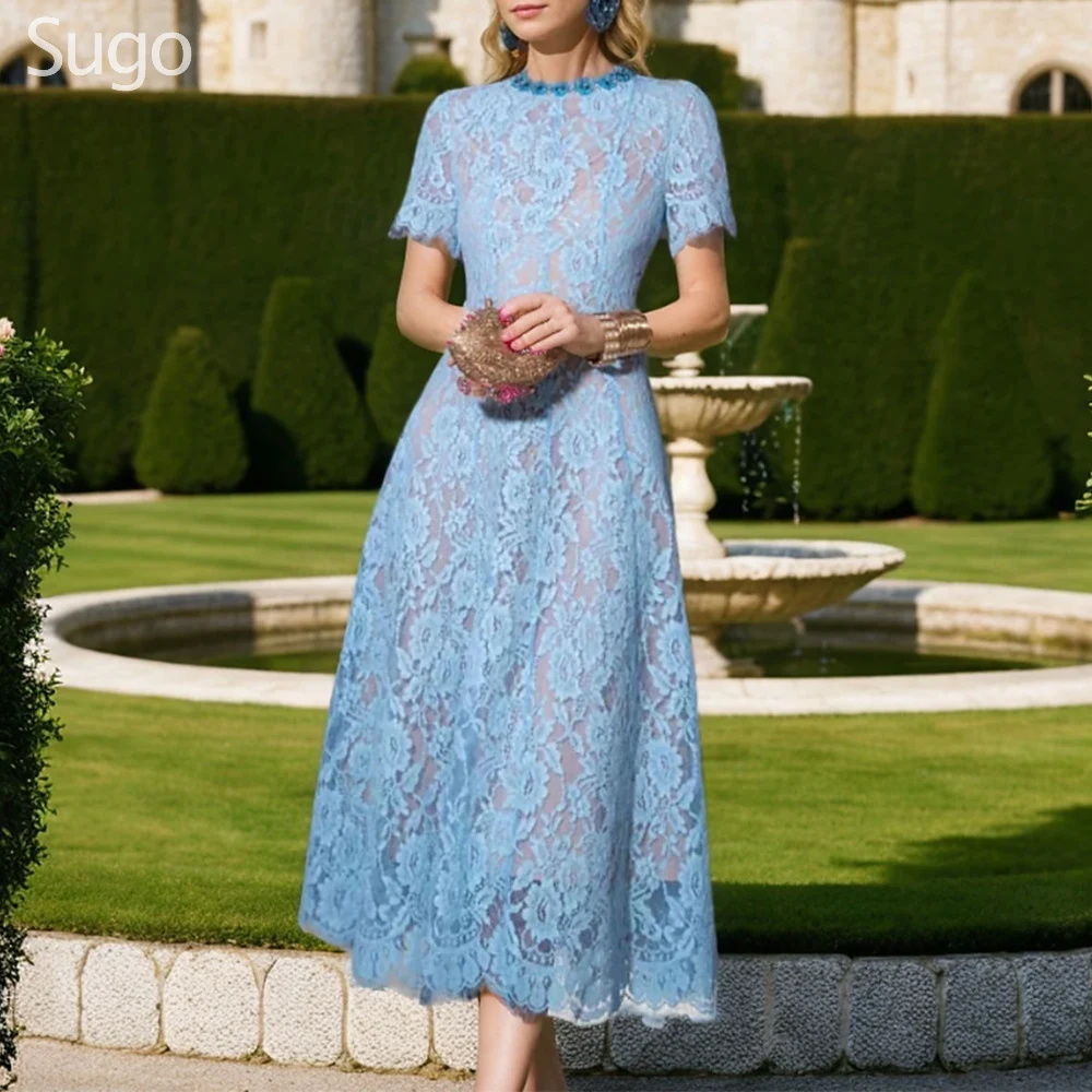 Customized Elegant Mother of the Bride Dresses O-Neck Short Sleeve Tea-Length A-Line Wedding Guest Party Gala Groom Dress 2025
Customized Elegant Mother of the Bride Dresses O-Neck Short Sleeve Tea-Length A-Line Wedding Guest Party Gala Groom Dress 2025