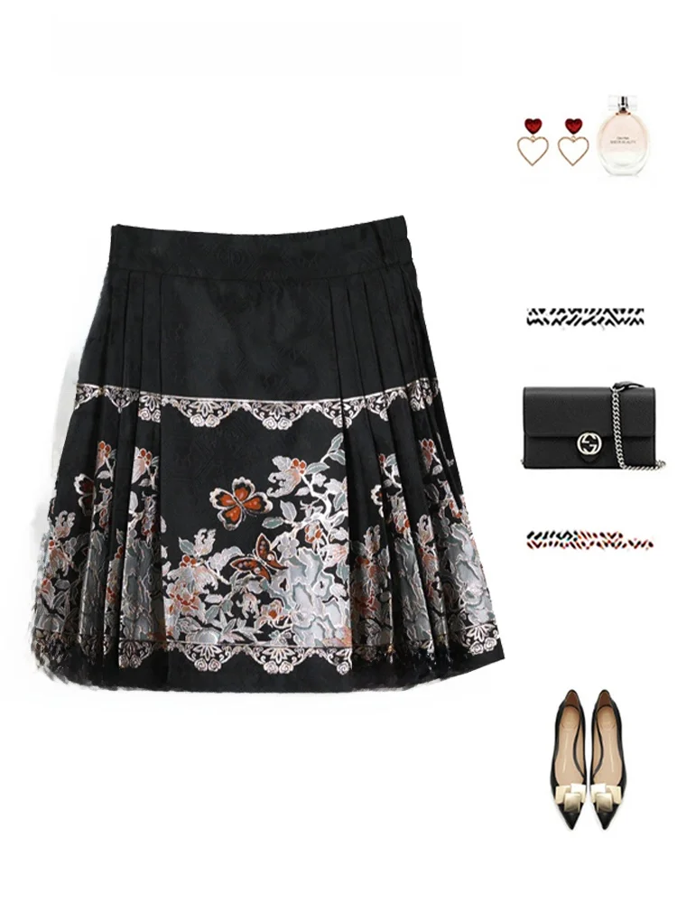 Fashionable Pleated Skirt Women's New Chinese Style Short A-Line Skirt Slimming Midi Skirt Standard Fit Spring 2024
Fashionable Pleated Skirt Women's New Chinese Style Short A-Line Skirt Slimming Midi Skirt Standard Fit Spring 2024