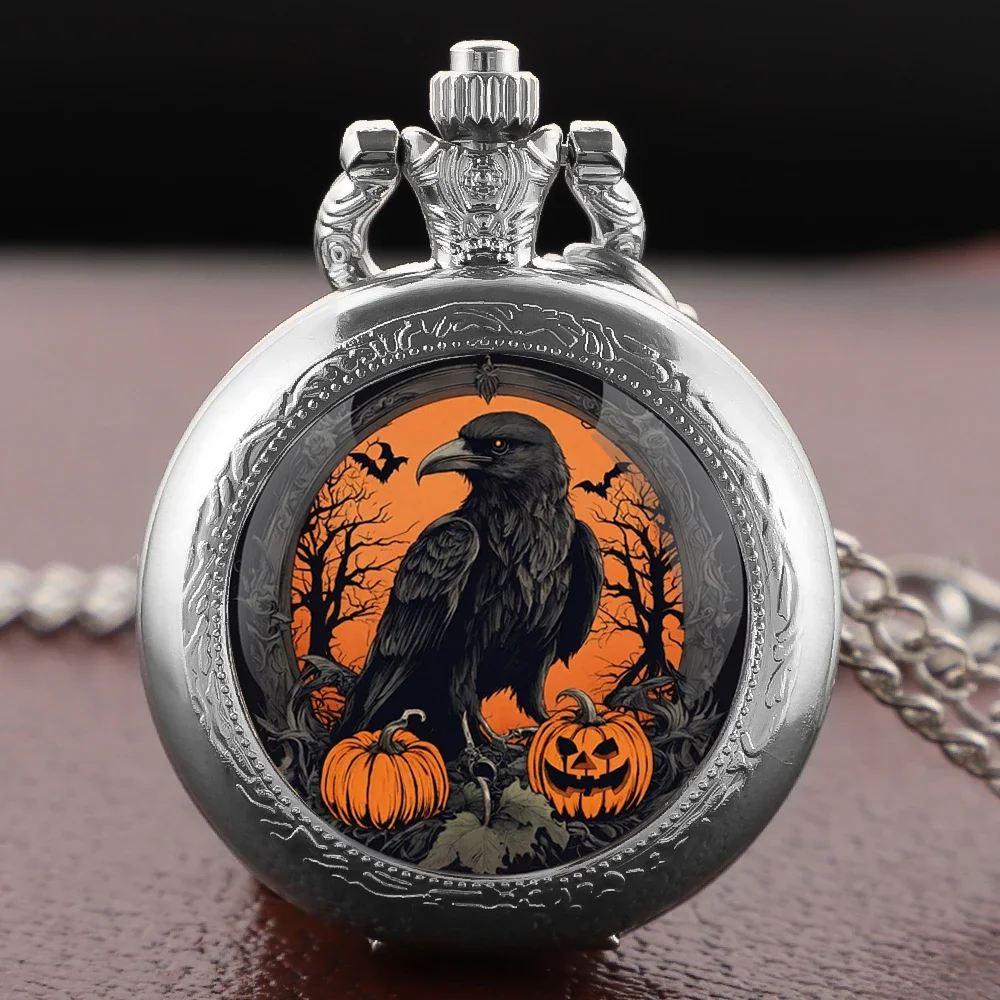 Изысканные карманные часы с вороном и тыквой — мужской хронограф, нишевые женские ювелирные часы в стиле Хэллоуина с ожерельем
Изысканные карманные часы с вороном и тыквой — мужской хронограф, нишевые женские ювелирные часы в стиле Хэллоуина с ожерельем
