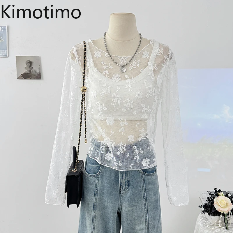 Kimotimo, французская тонкая сетчатая блузка с полым крючком и цветком, летняя простая прозрачная рубашка с длинными рукавами и перекрытием, милая универсальная рубашка Y2k
Kimotimo, французская тонкая сетчатая блузка с полым крючком и цветком, летняя простая прозрачная рубашка с длинными рукавами и перекрытием, милая универсальная рубашка Y2k