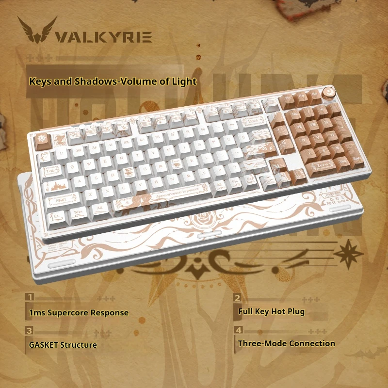 VALKYRIE VK99 Pro Беспроводная механическая клавиатура RGB с горячей заменой 8000 мАч Bluetooth 2,4G Проводная геймерская клавиатура для игровых аксессуаров
VALKYRIE VK99 Pro Беспроводная механическая клавиатура RGB с горячей заменой 8000 мАч Bluetooth 2,4G Проводная геймерская клавиатура для игровых аксессуаров