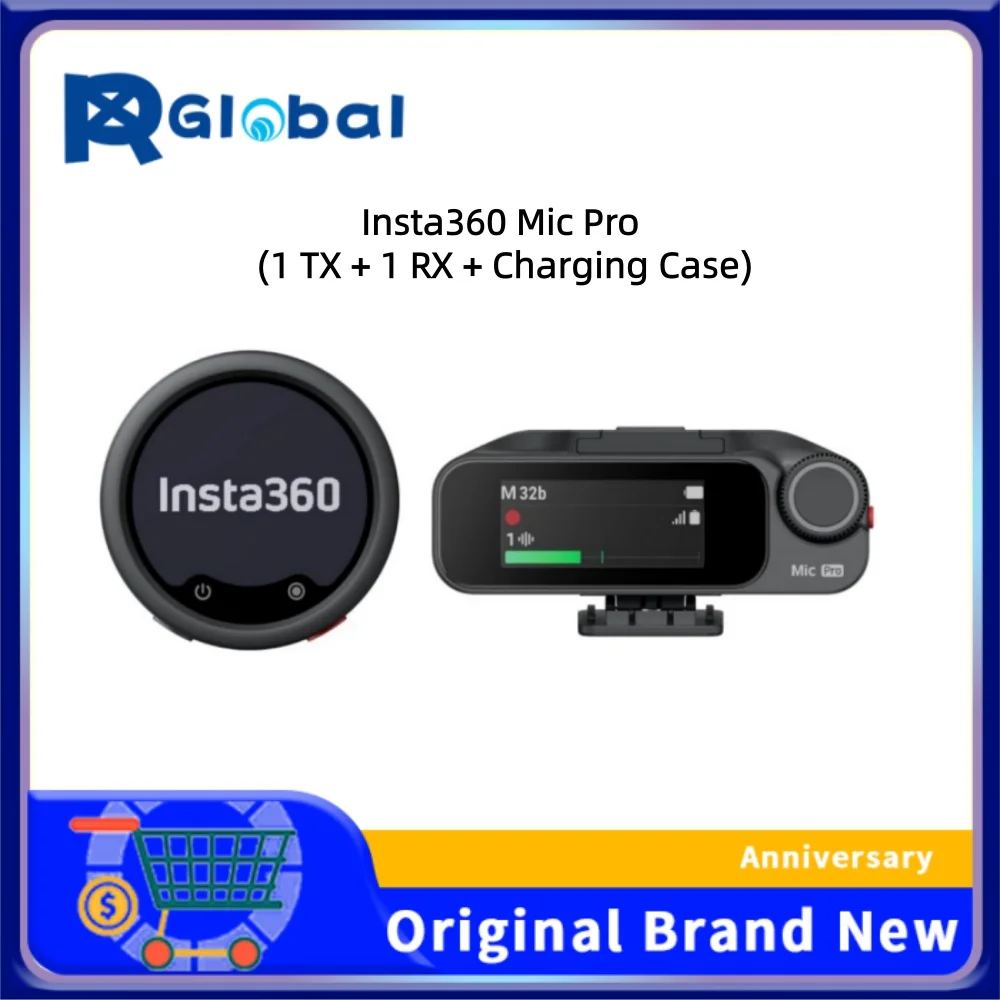 Insta360 Mic Pro, Wireless Mini Lavalier Microphone for iPhone/Camera/Android, Video Recording, Vlogging, Bluetooth