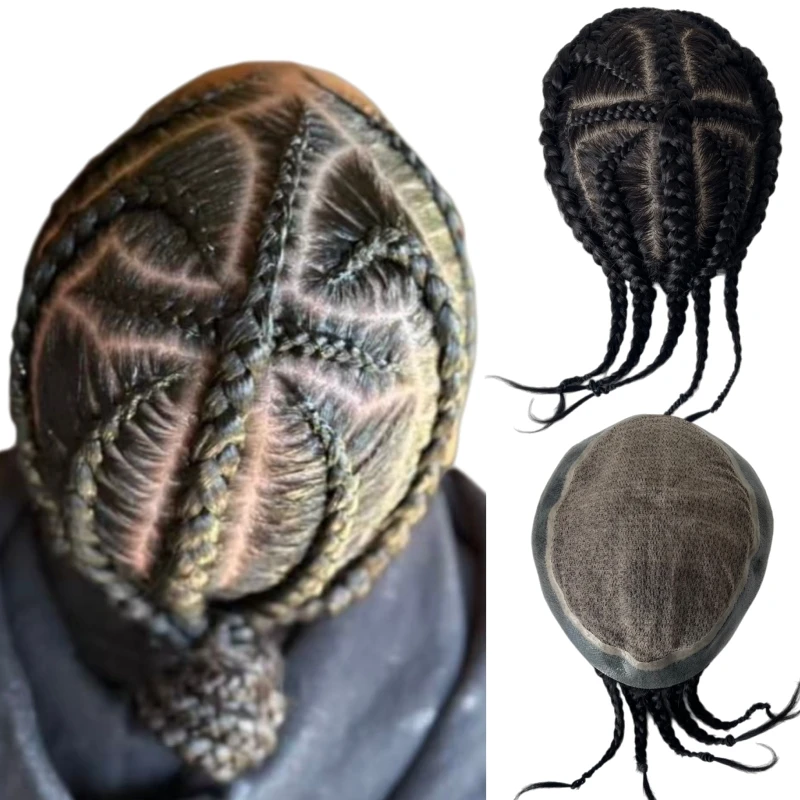 Indian Virgin Human Hair Replacement Cross Cornrow Braids #1B Black 8x10 Silk Toupee for Asian Men
Indian Virgin Human Hair Replacement Cross Cornrow Braids #1B Black 8x10 Silk Toupee for Asian Men