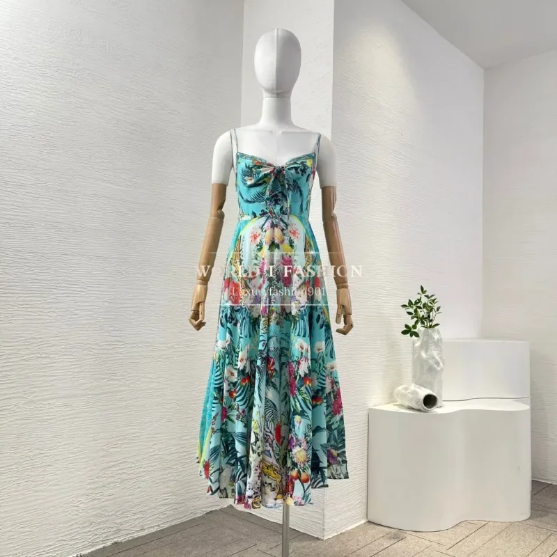 Blue Women Print Sling Sleeveless Midi Dresses for Party 2025 Elegant New Fashion Style
Blue Women Print Sling Sleeveless Midi Dresses for Party 2025 Elegant New Fashion Style