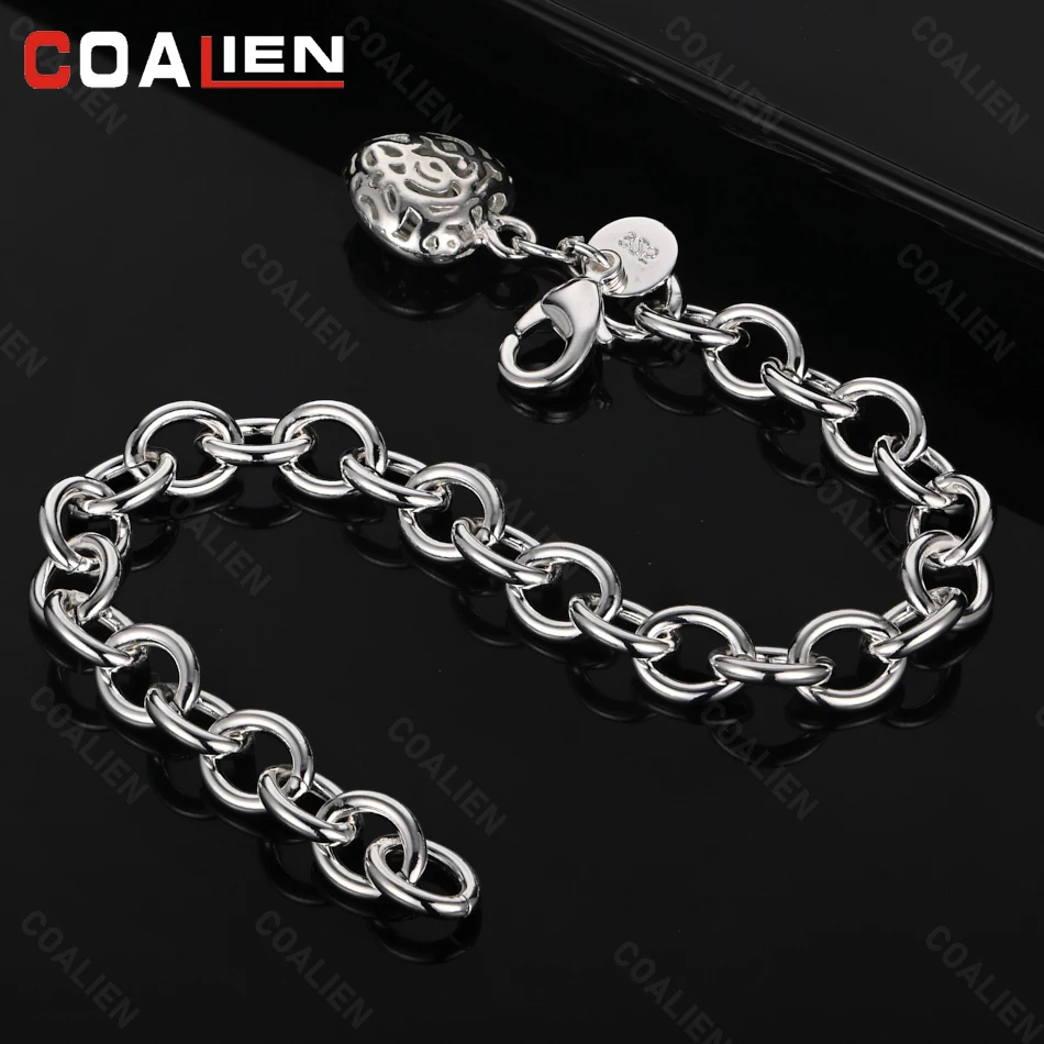 COALIEN 925 Sterling Silver Hollow Heart Pendant Bracelet Woman Charm Party Jewelry
COALIEN 925 Sterling Silver Hollow Heart Pendant Bracelet Woman Charm Party Jewelry